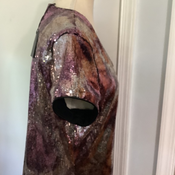 NWT TIMELESS NAEEM KHAN MAXI DRESS LARGE PURPLE SILVER SEQUINS WEDDING PARTY - Picture 6 of 12